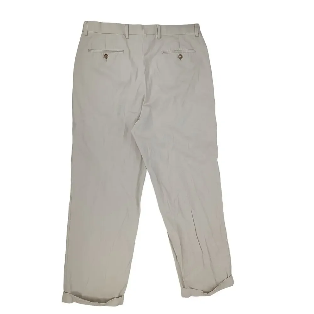 EUC Brooks Brothers White Cotton Pleated Dress Pants Mens 35x29 Dry Clean Cuffed - Picture 4 of 13